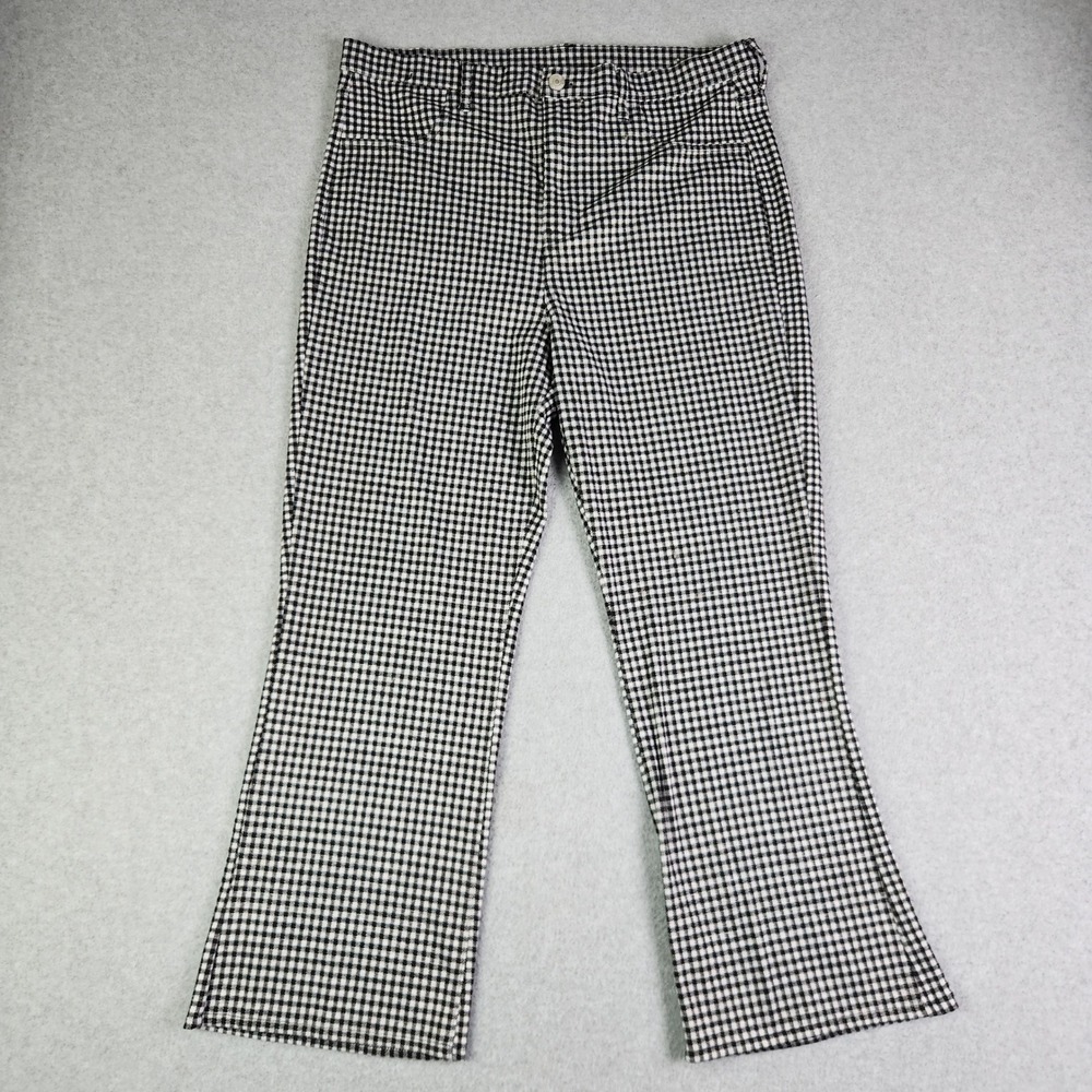 American Eagle Outfitters Pants Womens 14 Black‎ Gingham Flare Leg High Rise
